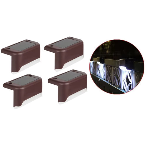 4Pack Solar Deck Lights Outdoor Step Lights Waterproof Led Solar Lights for Railing Stairs Step Fence Yard Patio and Pathway