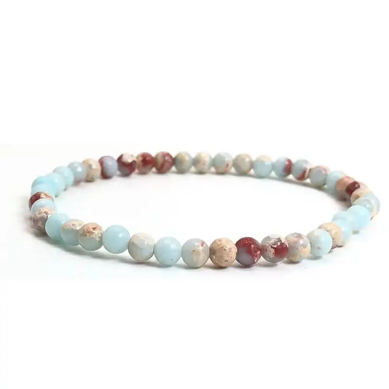 4Mm Chakra Beads Energy Bracelet Natural round Turquoise Malachite Stone Stretch Bangles for Women Men Handmade Yoga Jewelry