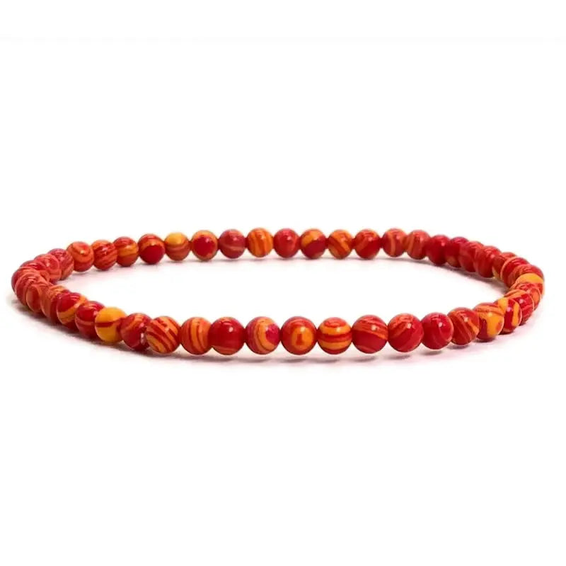 4Mm Chakra Beads Energy Bracelet Natural round Turquoise Malachite Stone Stretch Bangles for Women Men Handmade Yoga Jewelry