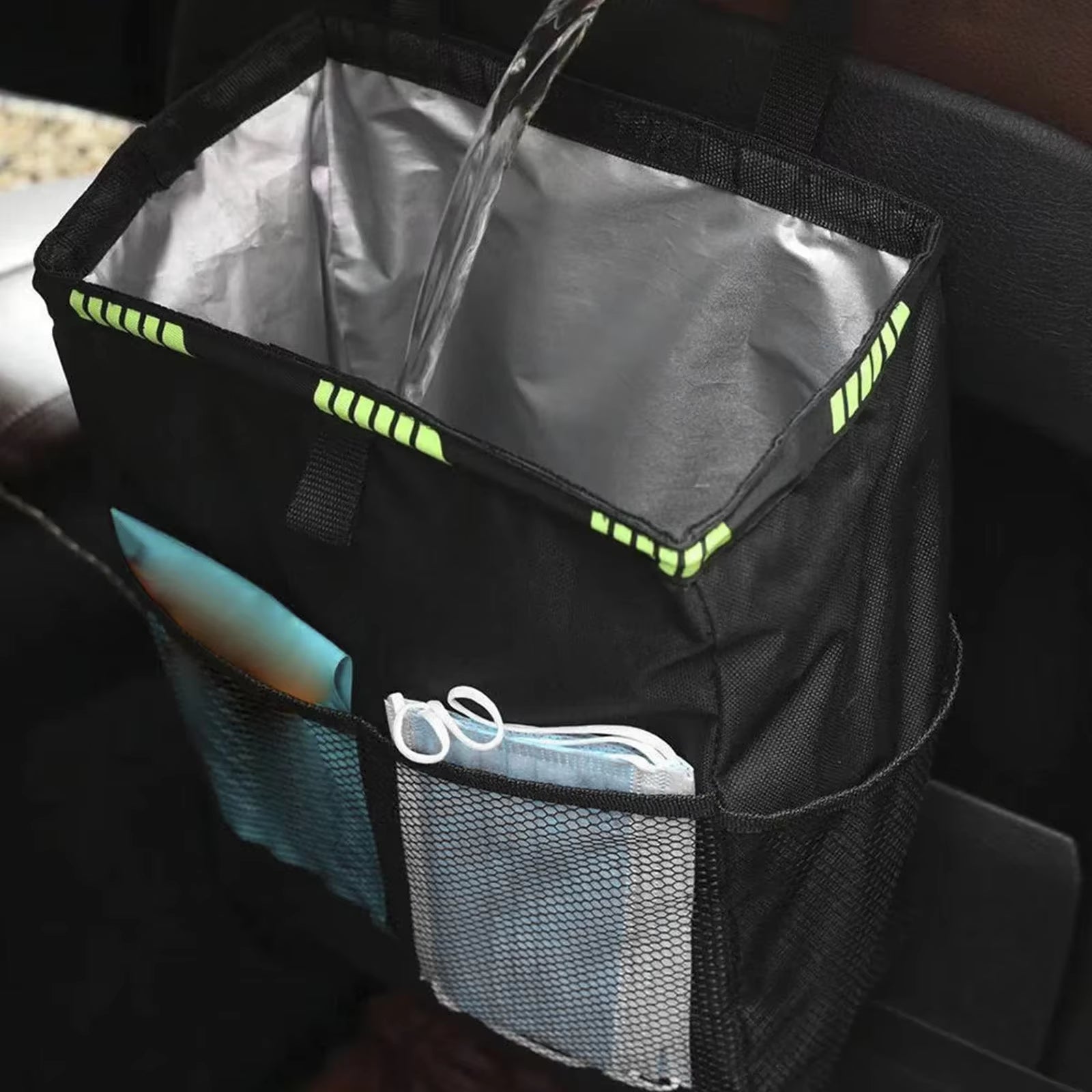 Foldable Waterproof Car Trash Can with Large Capacity - Hanging Waste Organizer for Vehicle Accessories