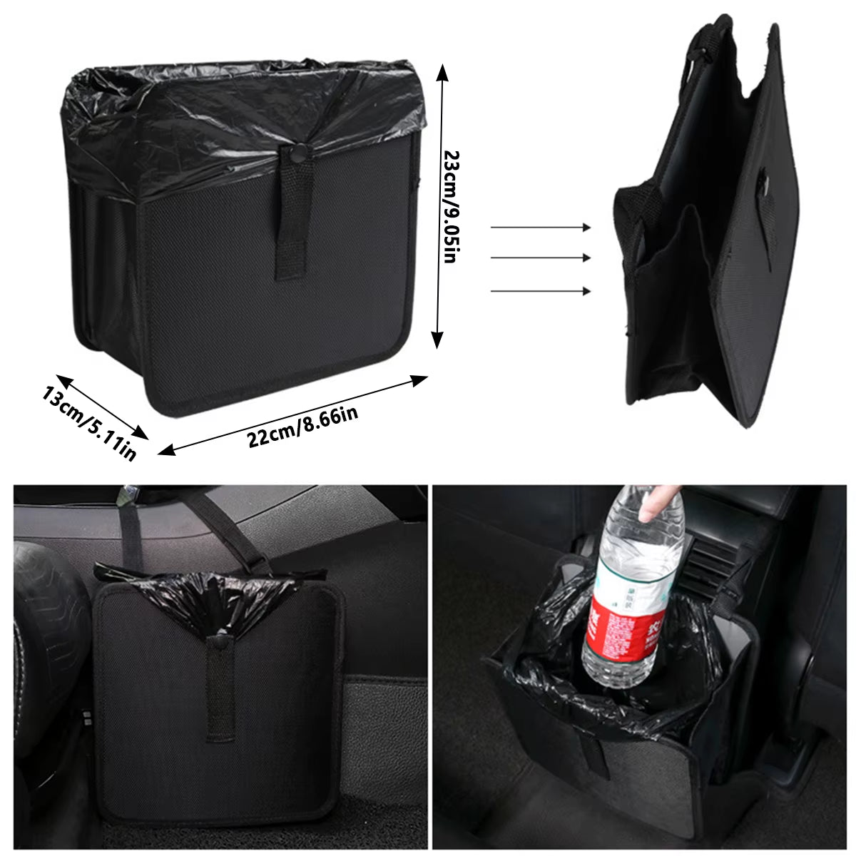 Foldable Waterproof Car Trash Can with Large Capacity - Hanging Waste Organizer for Vehicle Accessories