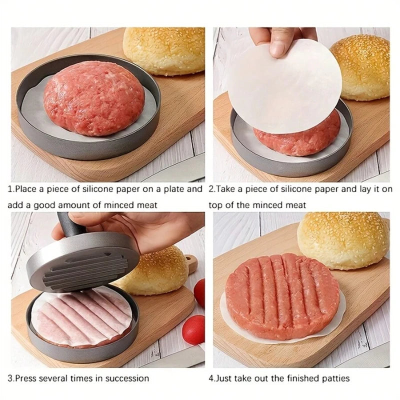 Aluminum Burger Press - Manual Non-Stick Patty Maker for Beef and Veggie Burgers