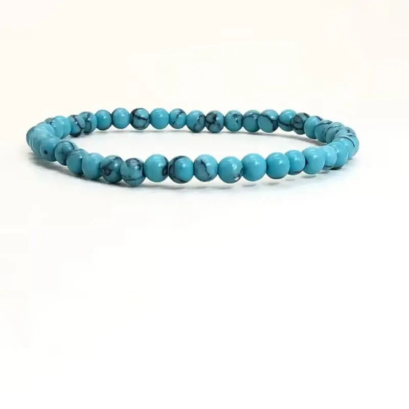 4Mm Chakra Beads Energy Bracelet Natural round Turquoise Malachite Stone Stretch Bangles for Women Men Handmade Yoga Jewelry