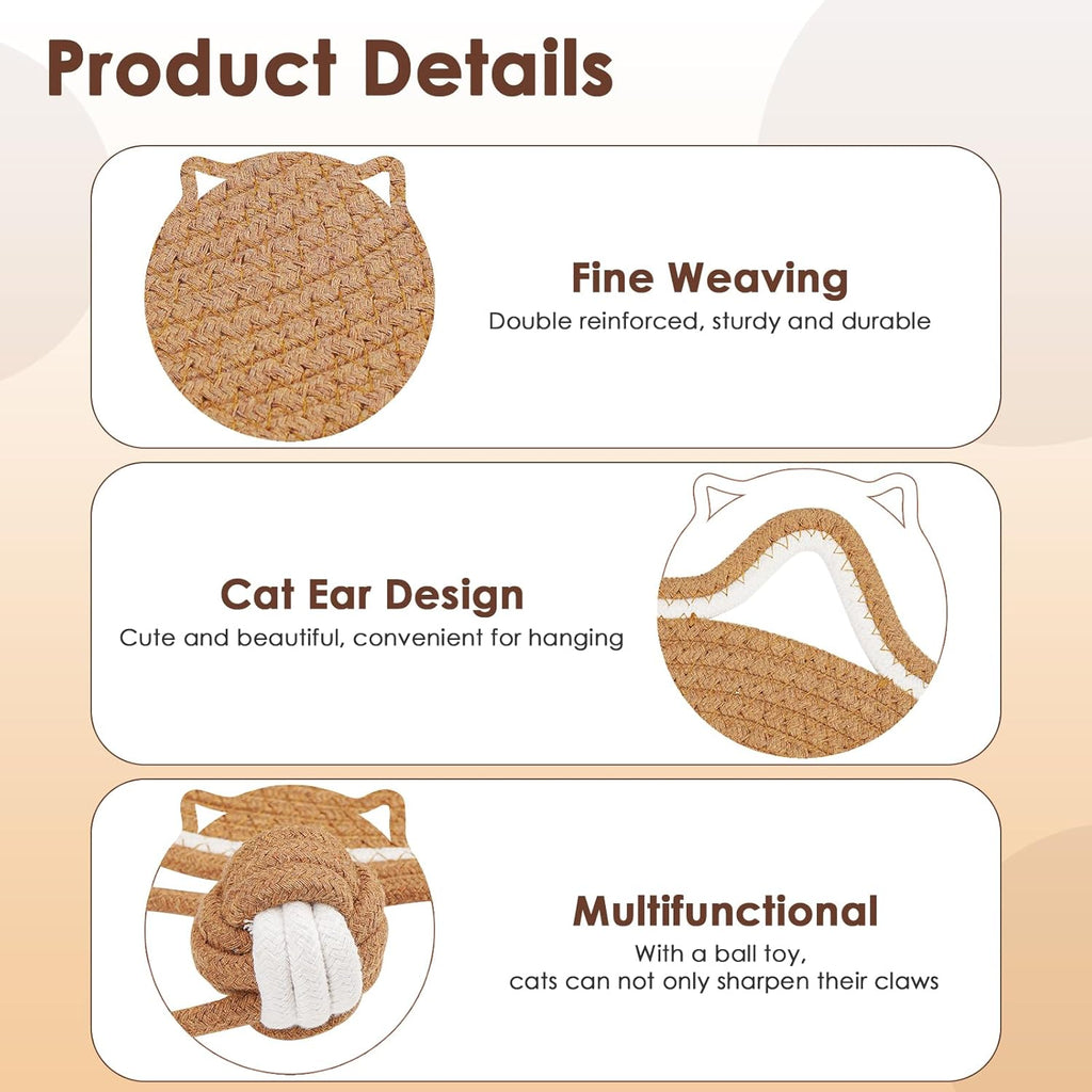 Cat Scratcher Mat, Natural Cotton Rope Cat Scratch Pad, 15.7'' round Horizontal Floor Cat Scratching Pads for Indoor Cats, Cat Furniture Protector for Wall, Couch, Carpets, Sofas