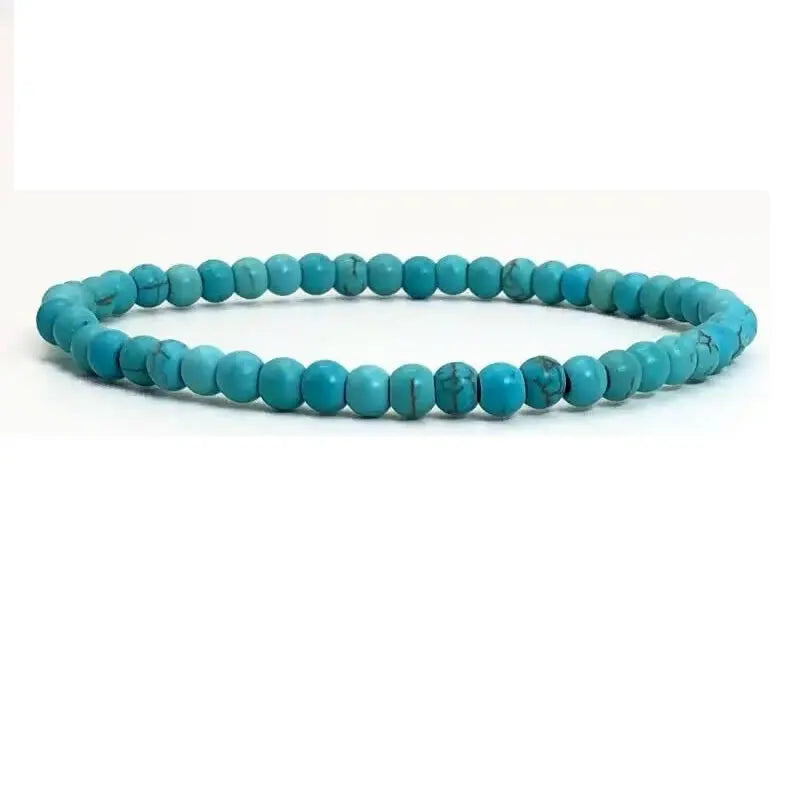 4Mm Chakra Beads Energy Bracelet Natural round Turquoise Malachite Stone Stretch Bangles for Women Men Handmade Yoga Jewelry