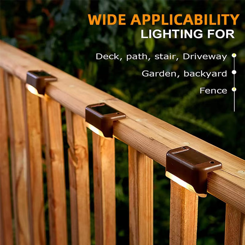 4Pack Solar Deck Lights Outdoor Step Lights Waterproof Led Solar Lights for Railing Stairs Step Fence Yard Patio and Pathway