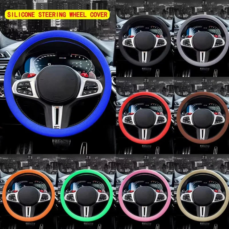 Silicone Car Steering Wheel Cover Elastic Protetive Cover Multi Color Auto Interior Silica Gel Decoration Covers for Men Women