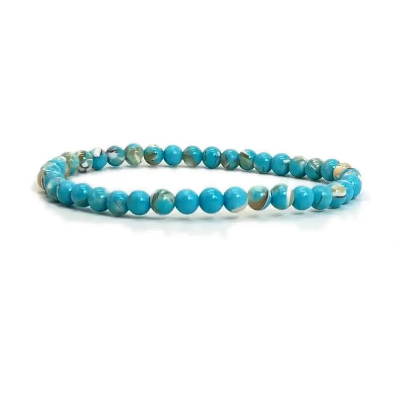4Mm Chakra Beads Energy Bracelet Natural round Turquoise Malachite Stone Stretch Bangles for Women Men Handmade Yoga Jewelry