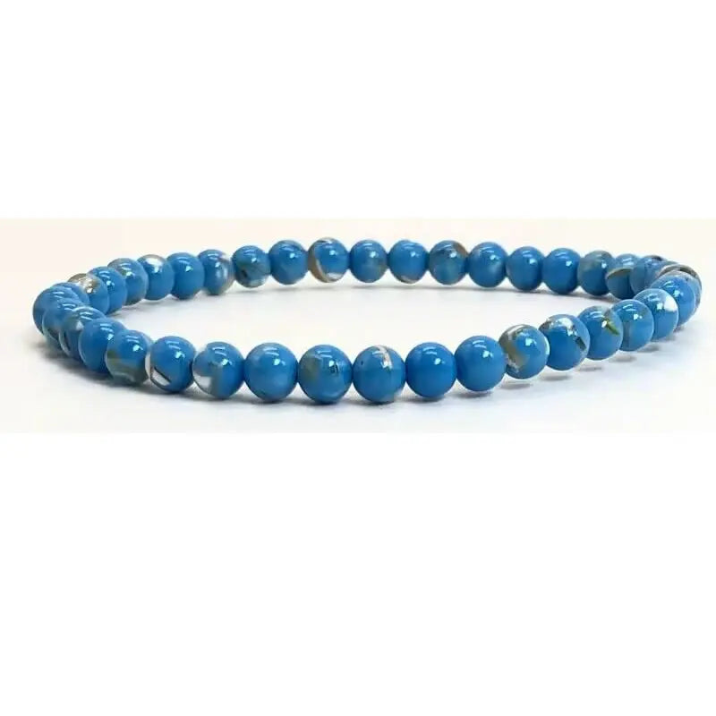 4Mm Chakra Beads Energy Bracelet Natural round Turquoise Malachite Stone Stretch Bangles for Women Men Handmade Yoga Jewelry