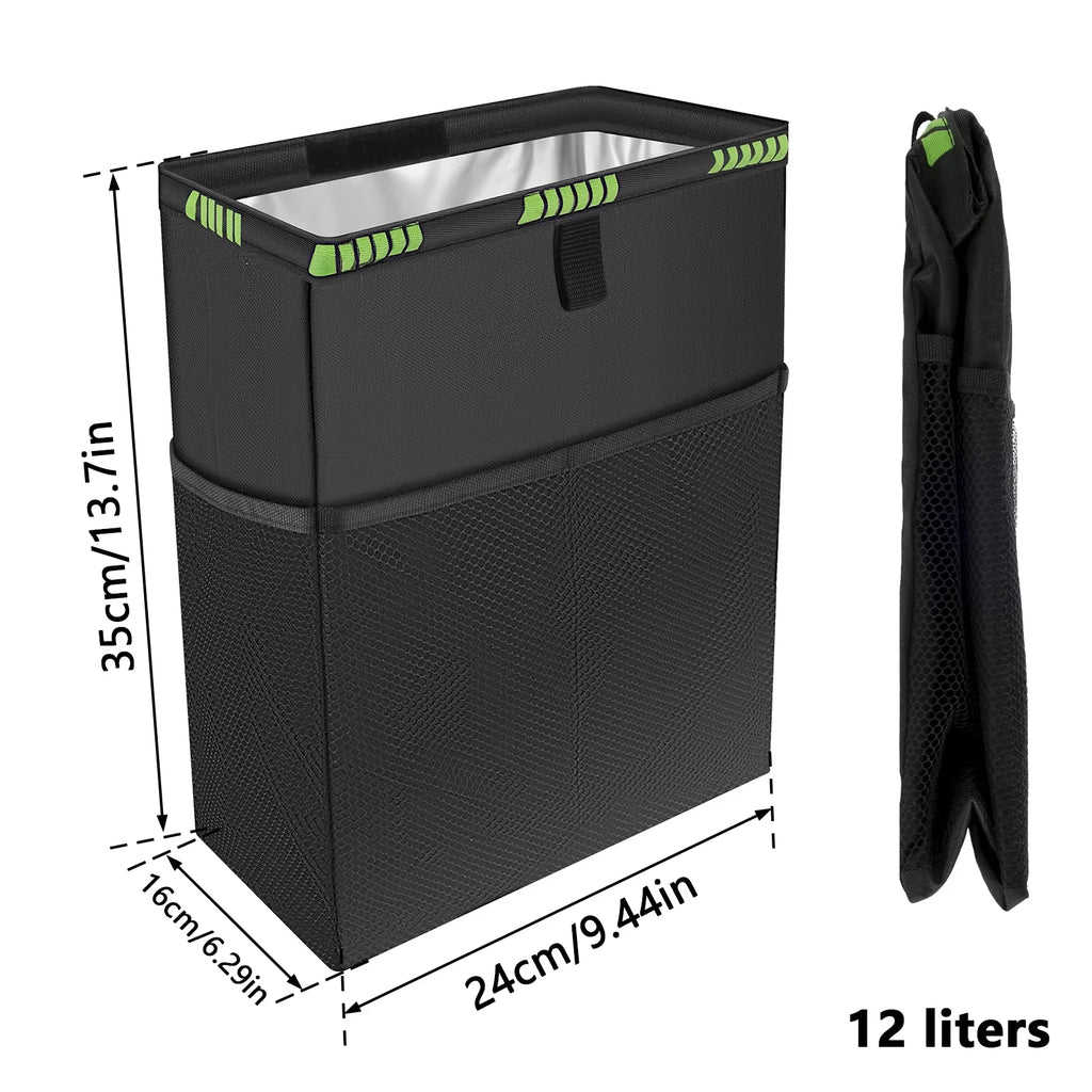 Foldable Waterproof Car Trash Can with Large Capacity - Hanging Waste Organizer for Vehicle Accessories