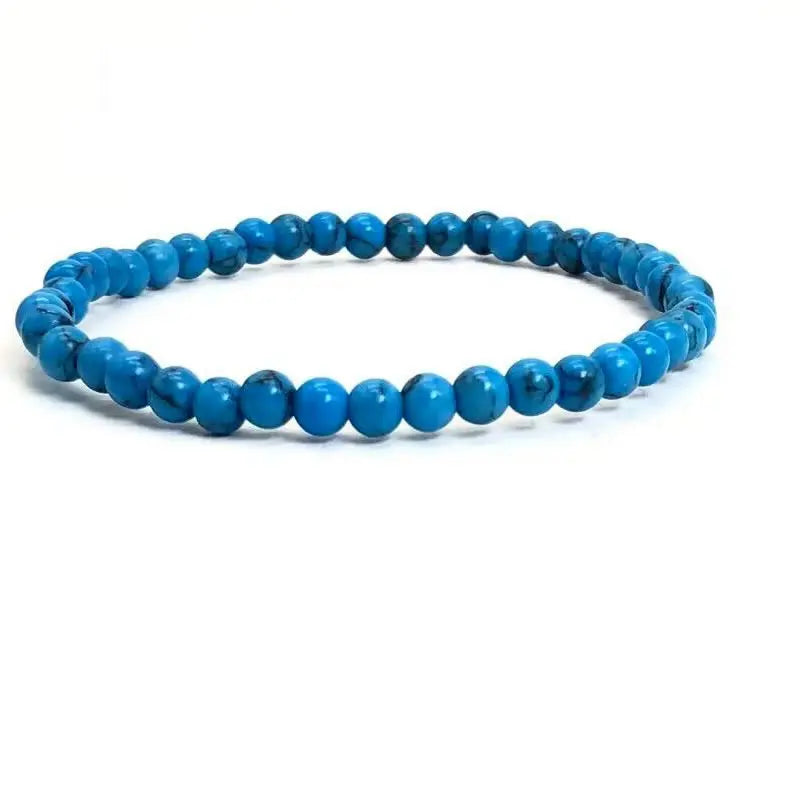 4Mm Chakra Beads Energy Bracelet Natural round Turquoise Malachite Stone Stretch Bangles for Women Men Handmade Yoga Jewelry