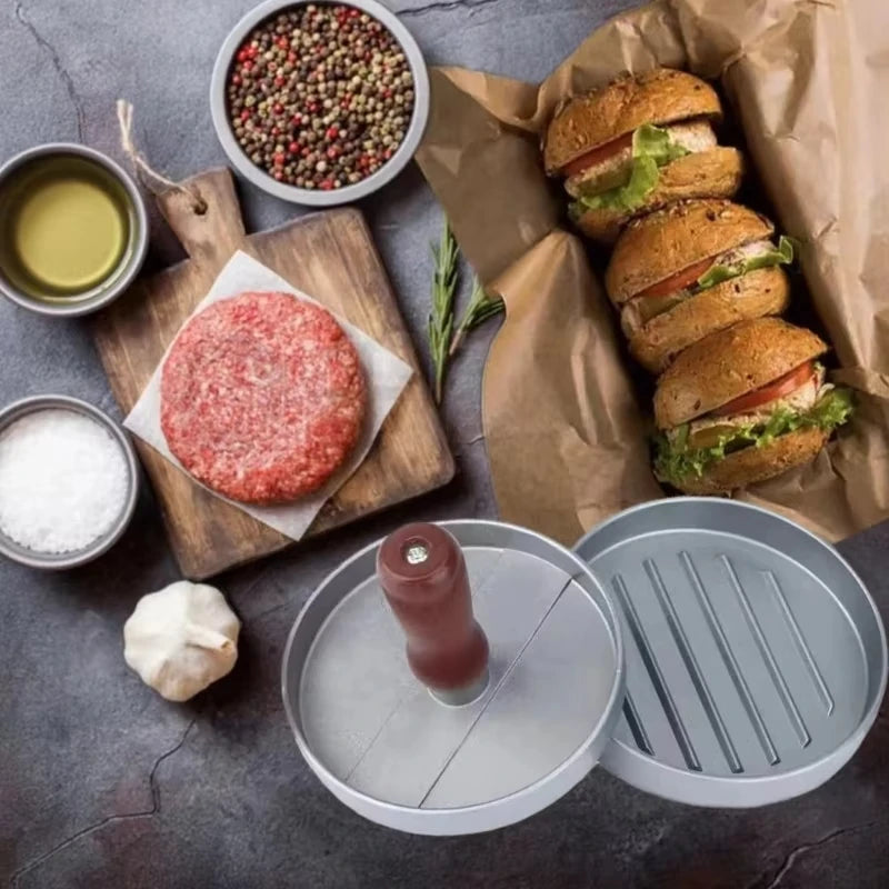 Aluminum Burger Press - Manual Non-Stick Patty Maker for Beef and Veggie Burgers