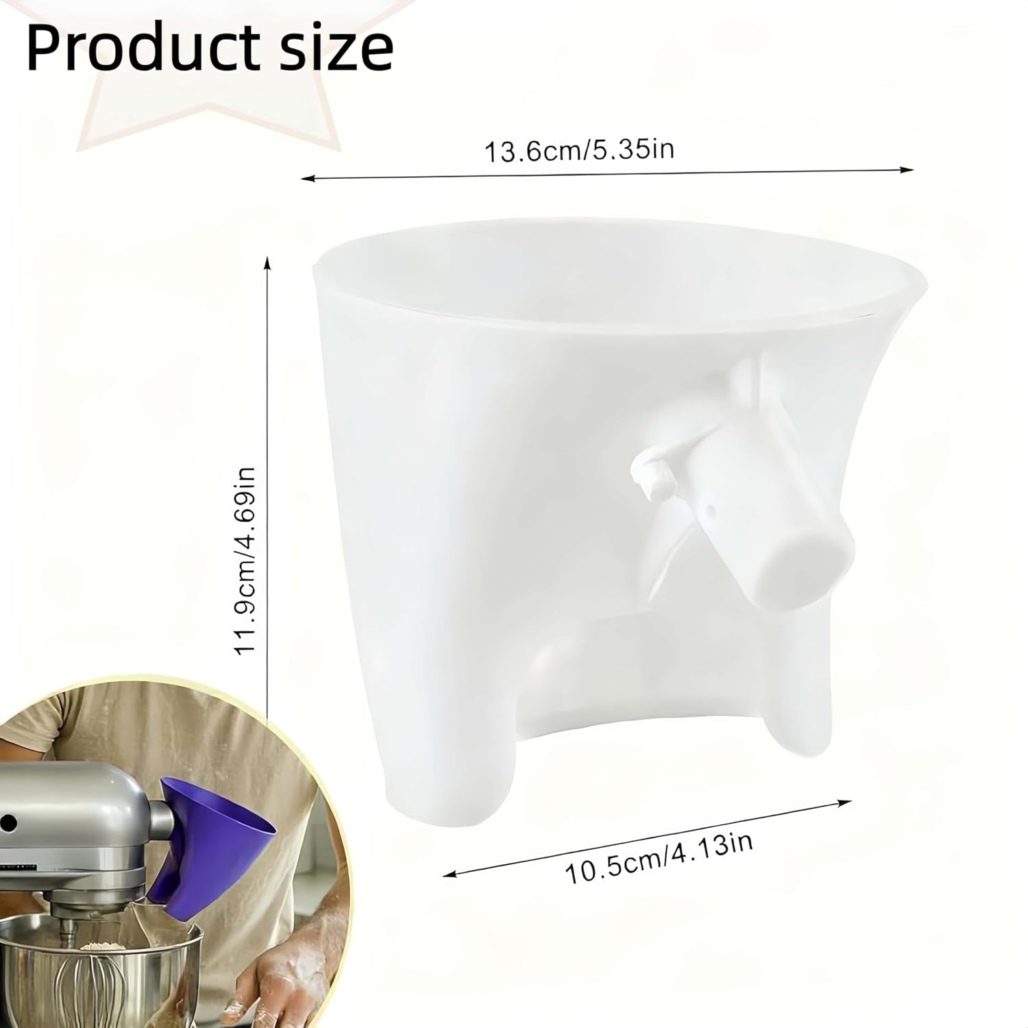 Flour Funnel for Kitchenaid Mixer 5 Qt, Anti-Splash Attachment for Tilt-Head Stand Mixer 4.5 & 5 Quart (KSM150), Dishwasher Safe No-Mess Baking Tool, Easy Pour Accessory (Black)