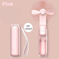 Portable Fan Mini Handheld Fan 2000Mah USB Rechargeable with Handy Power Bank Small Hand Held Foldable Pocket Fan for Travel