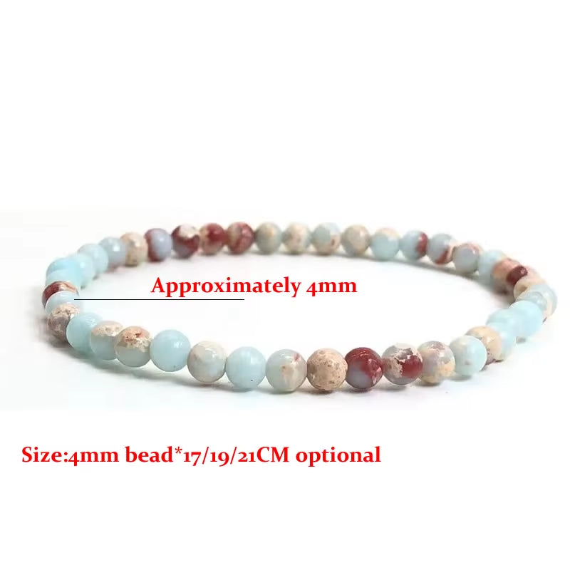 4Mm Chakra Beads Energy Bracelet Natural round Turquoise Malachite Stone Stretch Bangles for Women Men Handmade Yoga Jewelry