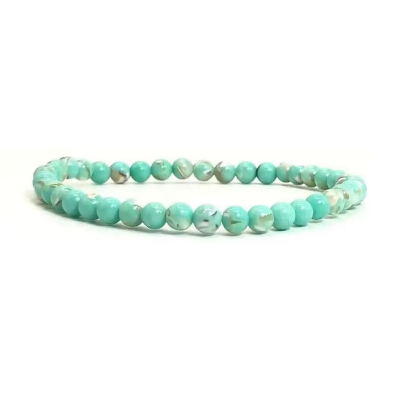 4Mm Chakra Beads Energy Bracelet Natural round Turquoise Malachite Stone Stretch Bangles for Women Men Handmade Yoga Jewelry