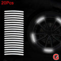 20Pcs Motorcycle Tire Rim Reflective Sticker Night Safety Warning Stickers Hub Reflector Auto Decals Motorcycle Wheel Strip Tool