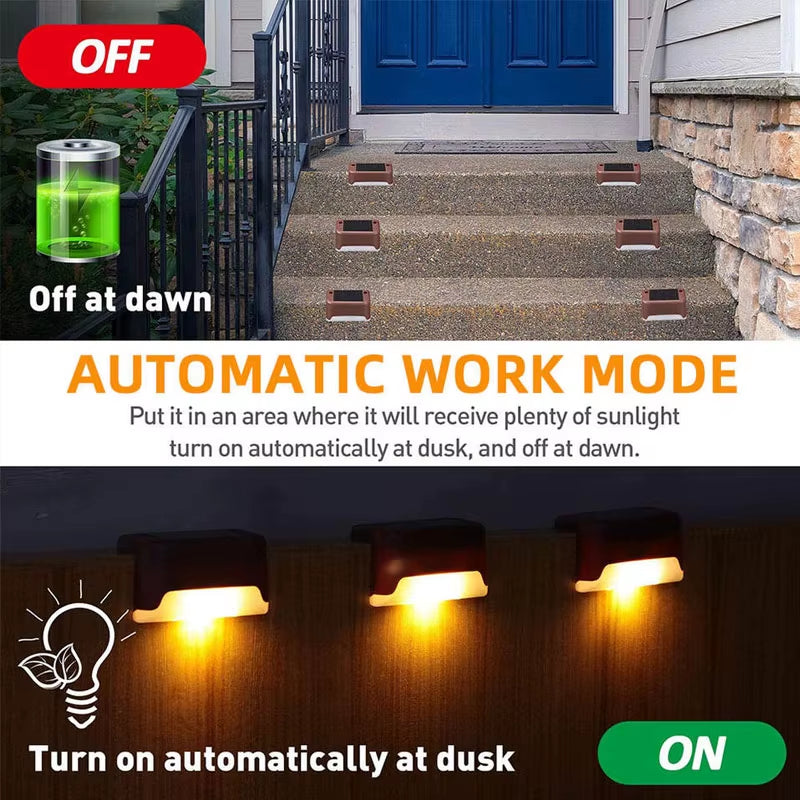 4Pack Solar Deck Lights Outdoor Step Lights Waterproof Led Solar Lights for Railing Stairs Step Fence Yard Patio and Pathway