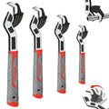 Self Adjusting Pipe Wrench, 4 Pcs Self Locking Wrench, 6 8 10 12 Inch Pipe Wrench Set, Plumbing Wrench for 0.27“-1.7”(7-43Mm) Pipe Fittings and Nuts, Chrome Vanadium Alloy Steel
