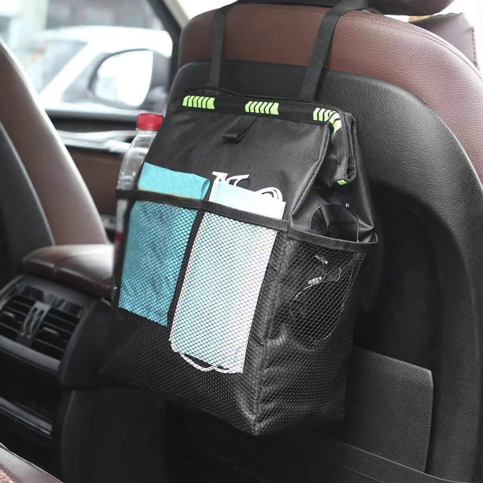 Foldable Waterproof Car Trash Can with Large Capacity - Hanging Waste Organizer for Vehicle Accessories