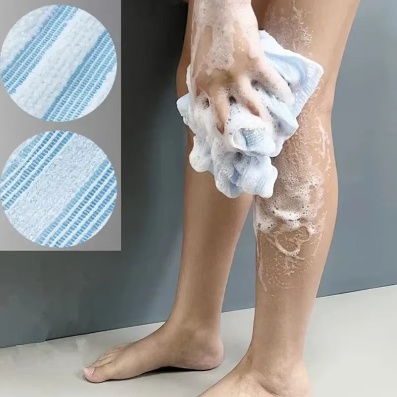 Exfoliating Washcloth Back Scrubber for Shower for Men Silver-Ion Multi-Function Foam Bath Towel Ultra-Long Exfoliating Towels