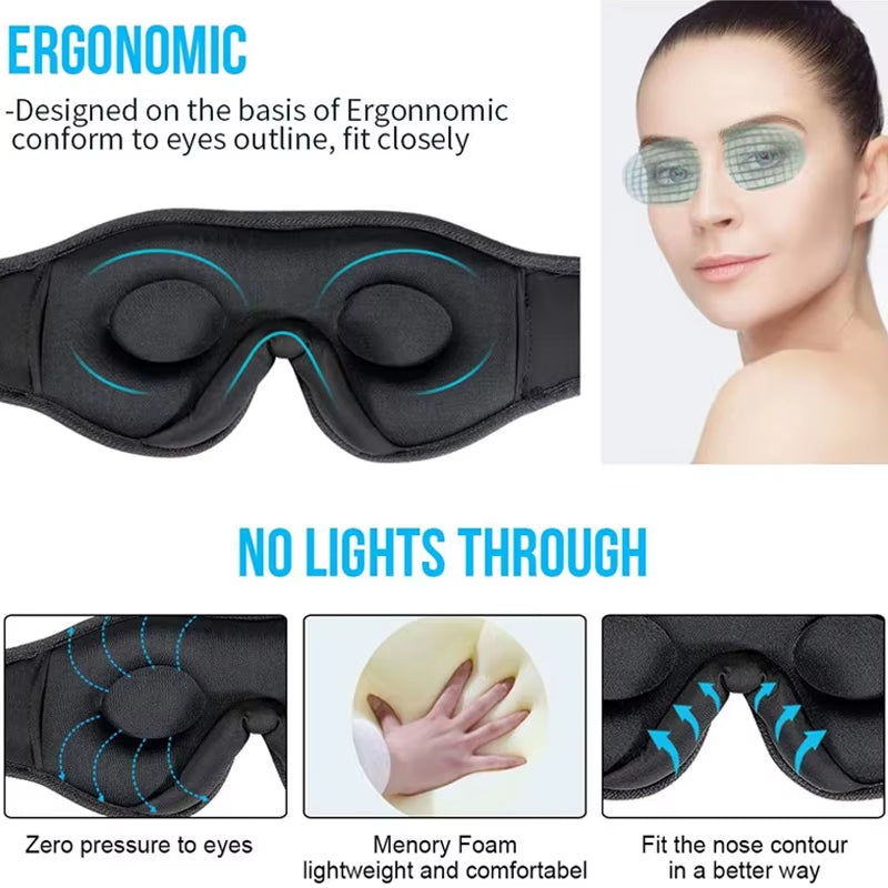 Bluetooth Sleeping Headphones 3D Eye Mask Wireless Headband Soft Elastic Comfortable Music Earphones Sleep Mask for Travel Nap