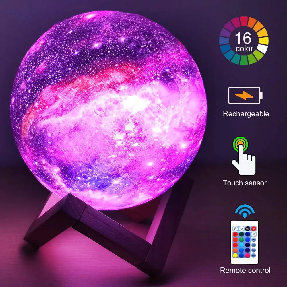 3D Printing Moon Lamp Galaxy Moon Light Kids Night Light 16 Color Change Touch Remote Control Galaxy Light Dropshipping Link