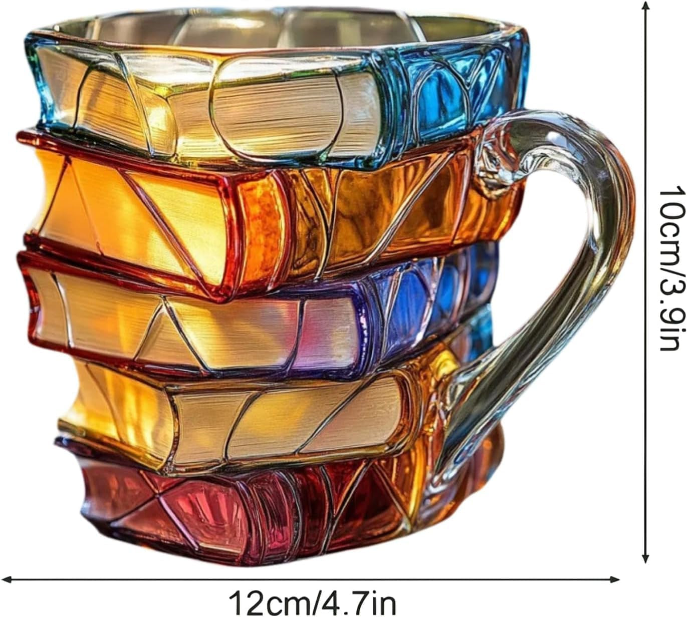 Painted Book Mug Novelty Coffee Mugs,, 3D Painted , Novelty Unique Books Coffee Cup, Painted Glass Coffee Cup Gift for Readers