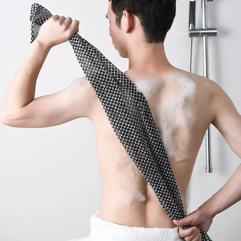 Exfoliating Washcloth Back Scrubber for Shower for Men Silver-Ion Multi-Function Foam Bath Towel Ultra-Long Exfoliating Towels