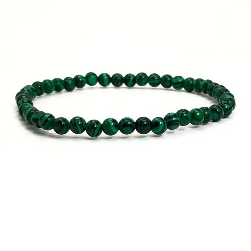 4Mm Chakra Beads Energy Bracelet Natural round Turquoise Malachite Stone Stretch Bangles for Women Men Handmade Yoga Jewelry