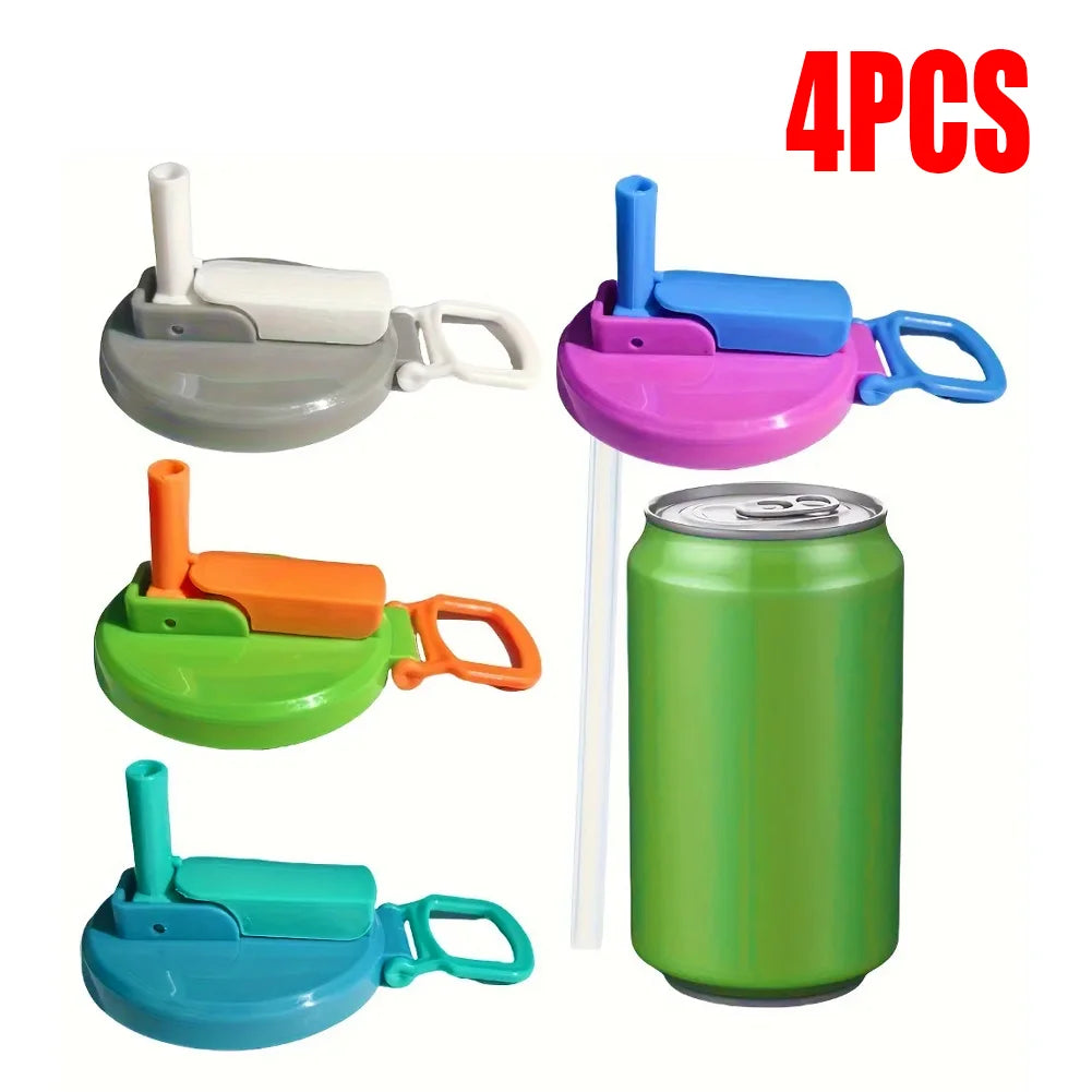 Travel Soda Can Lids Silicone Straws Can Covers for Canned Beverages Beer Juice Bpa-Free Covers Can Reusable Jar Cap Accessory
