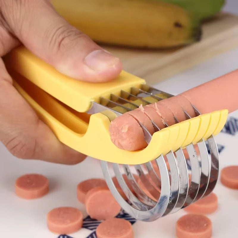Stainless Steel Creative Banana and Sausage Slicer - Versatile Vegetable and Fruit Cutter Kitchen Accessory