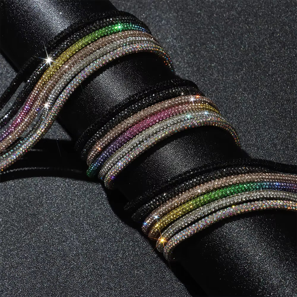 1Pc 100/120/140/160Cm Fashion Luxury Rhinestone Shoelaces Rainbow Diamond Shoelaces Casual Braiding Sneaker Laces round Shoelace