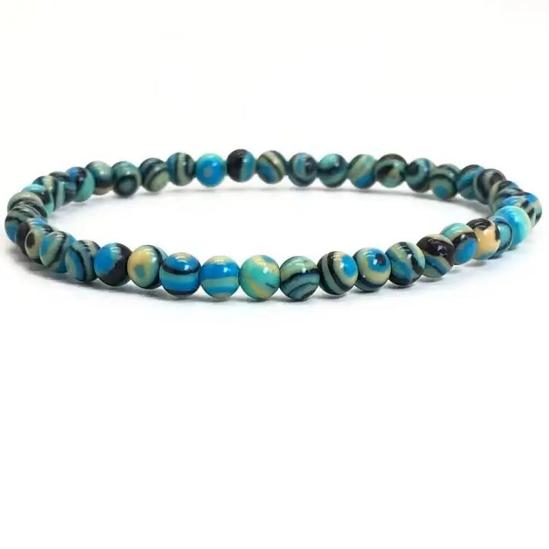 4Mm Chakra Beads Energy Bracelet Natural round Turquoise Malachite Stone Stretch Bangles for Women Men Handmade Yoga Jewelry