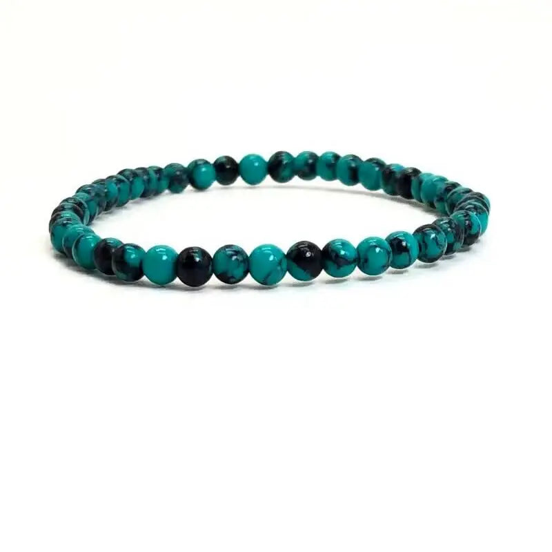 4Mm Chakra Beads Energy Bracelet Natural round Turquoise Malachite Stone Stretch Bangles for Women Men Handmade Yoga Jewelry