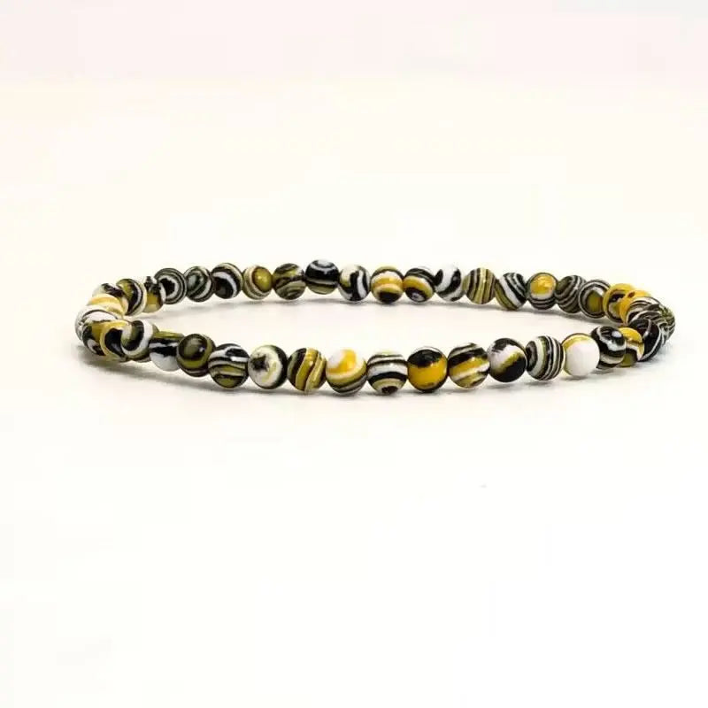 4Mm Chakra Beads Energy Bracelet Natural round Turquoise Malachite Stone Stretch Bangles for Women Men Handmade Yoga Jewelry