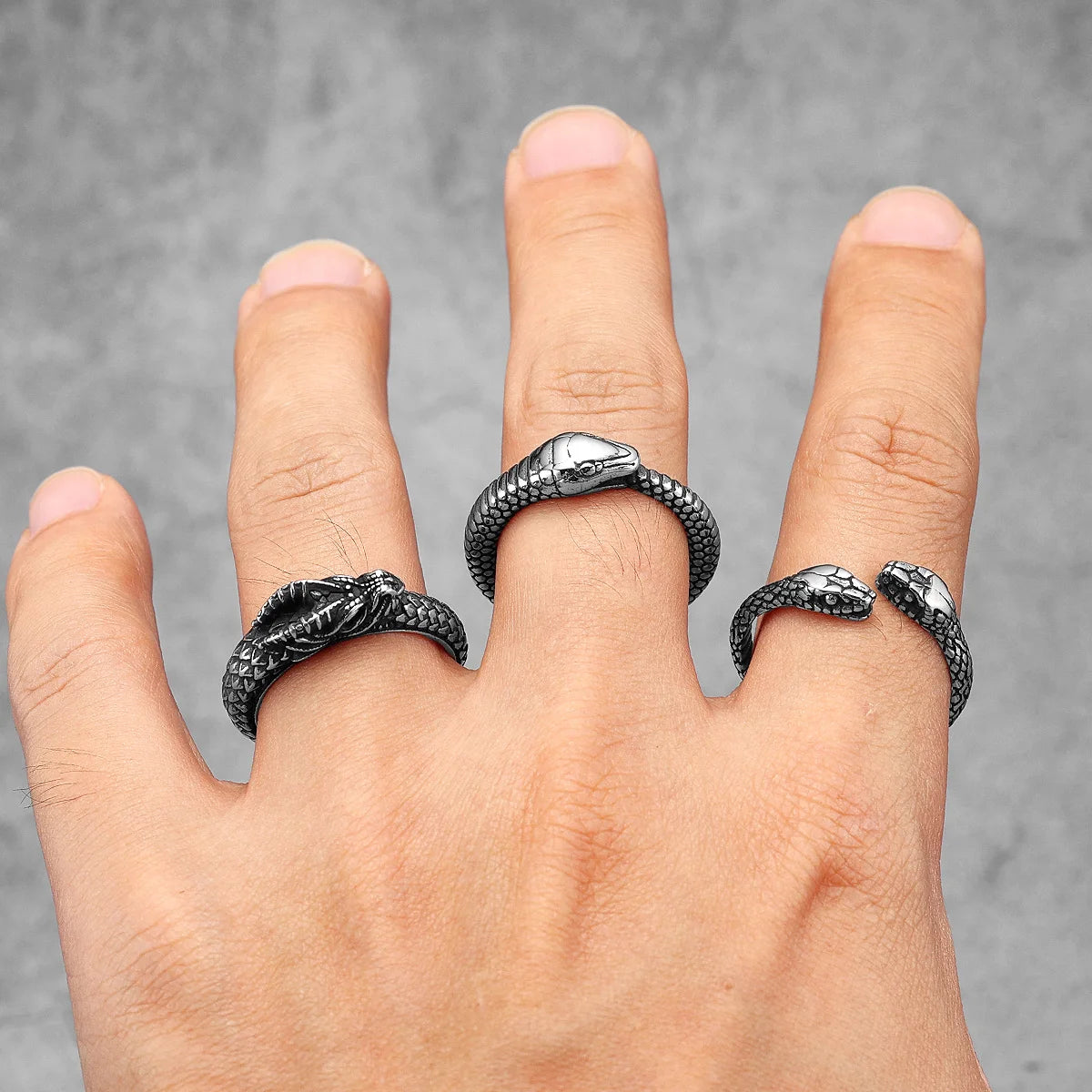 Ouroboros Ring 316L Stainless Steel Men Rings Snake Punk Rock for Male Rider Jewelry Halloween Creativity Xmas Gift Wholesale