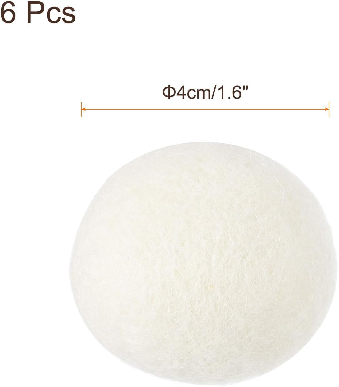 6 Pcs Wool Dryer Balls, 1.6 Inches Wool Laundry Dryer Balls for Reducing Clothing Static and Wrinkles, White