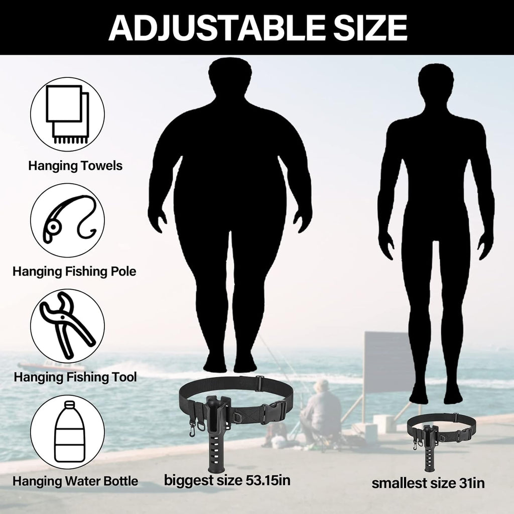 Fishing Wading Belt Rod Holder Adjustable Wader Waist Belt for Fly Surf Casting Spinning Pole Fishing Tool Tackle (Black)
