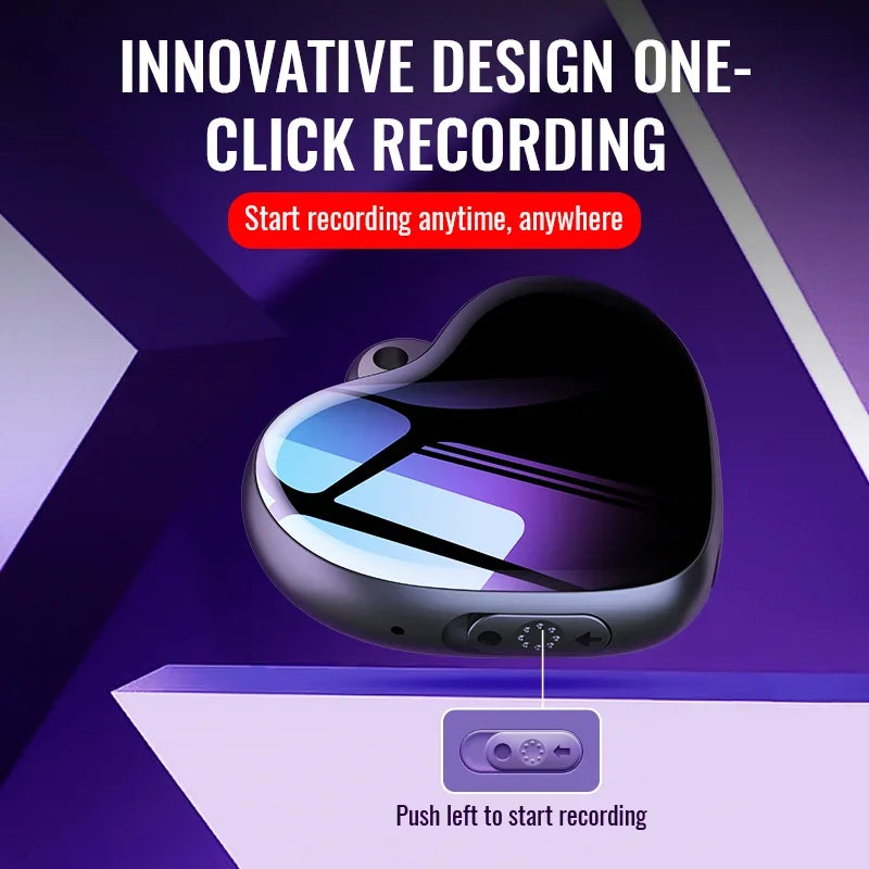 Heart Shape Voice Activated Recorder Timing Micro Recording Pendant Mini Voice Recorder HD Noise Reduction Audio Sound Recorder