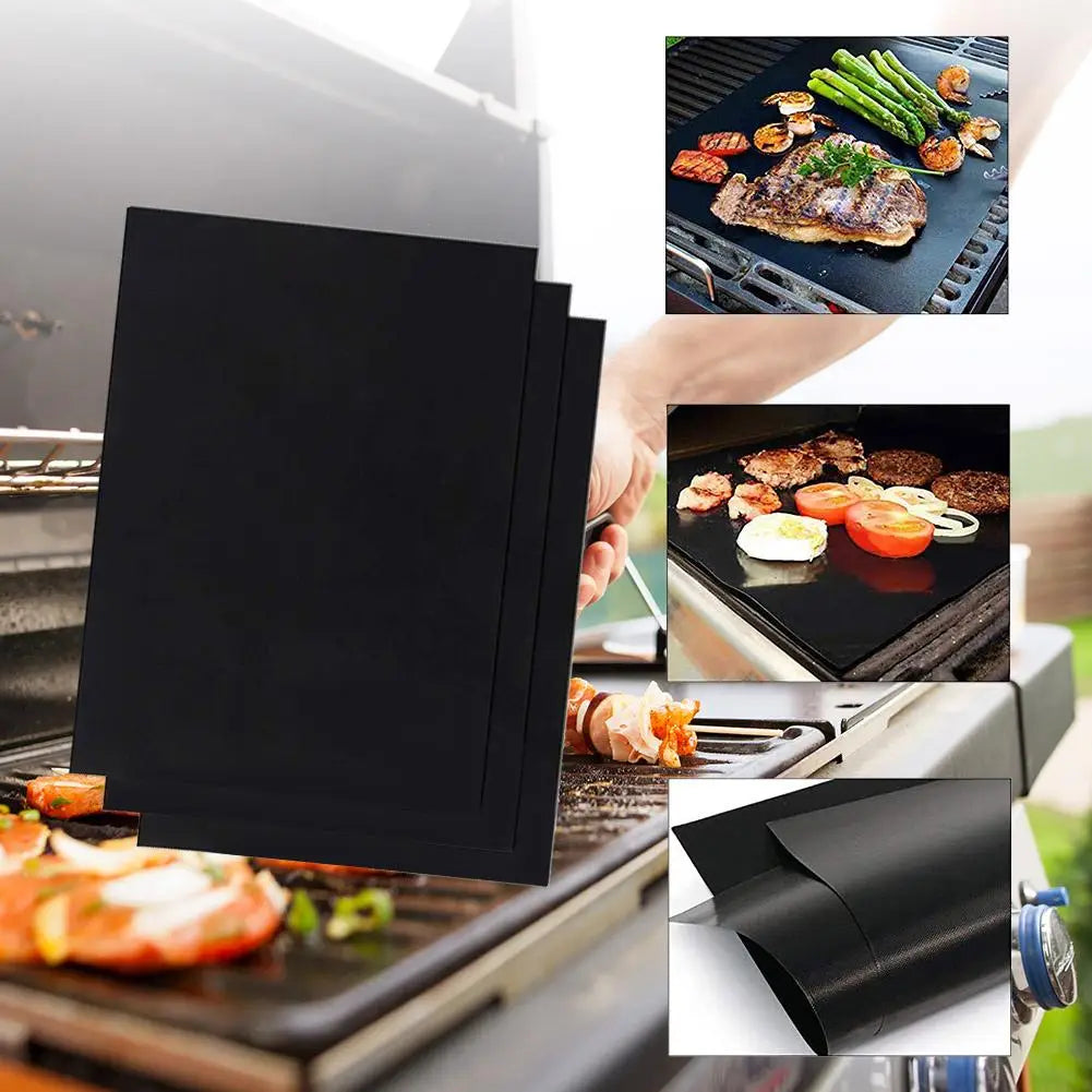 Non-Stick BBQ Grill Mats - Heat Resistant Baking Sheets for Easy Cleaning and Cooking (1-20 Pieces)