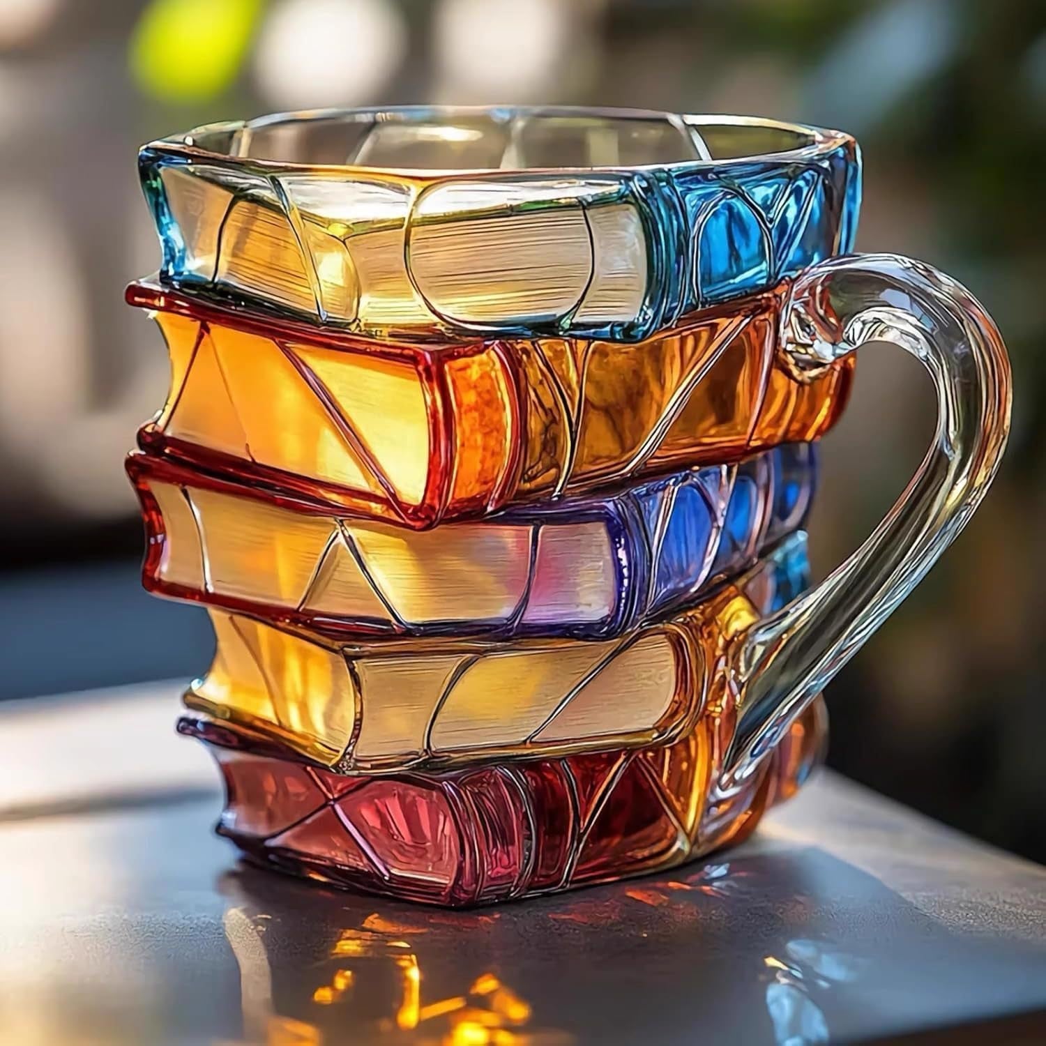 Painted Book Mug Novelty Coffee Mugs,, 3D Painted , Novelty Unique Books Coffee Cup, Painted Glass Coffee Cup Gift for Readers