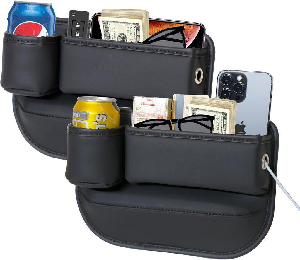 Anti-Drop Car Seat Gap Filler Organizer, Premium Leather Console Organizer, Easy Access to Phone/Keys, Universal Fit for Car SUV Truck Multi-Purpose Essentials Organizer(2Pc)